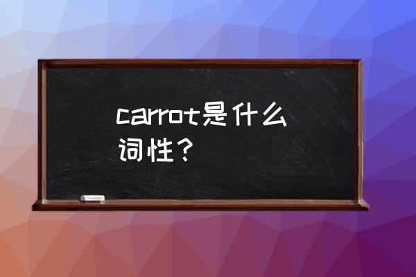 carrot的名词 carrot是什么词性？